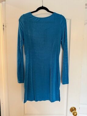 Princess Polly blue backless Long-Sleeve Shift Dress
